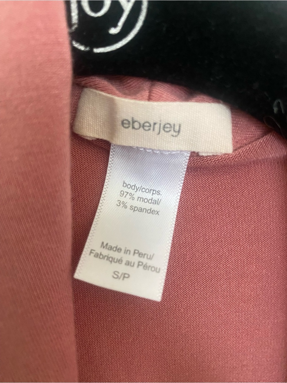 Eberjey Rosewood Shawl-Collar Belted Robe with Black Piping - Picture 3 of 4